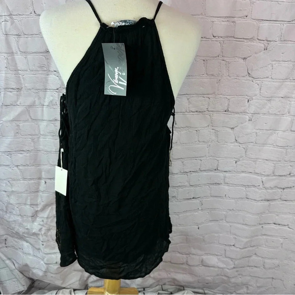 NWT libby story boutique beachwear mini dress coverup sz small corset tie sides - Picture 3 of 11